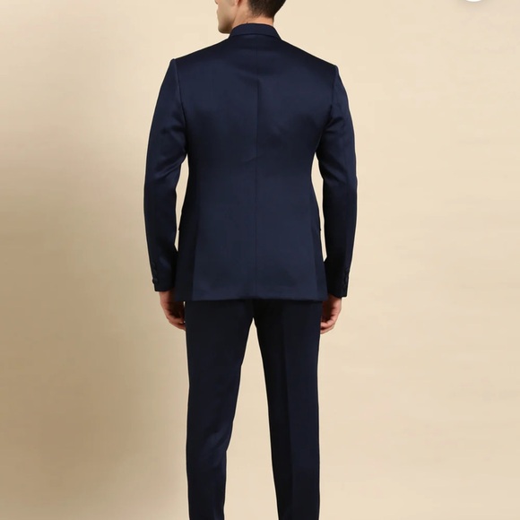 The Ethic Co. Navy Blue Art Silk Bandhgala Suit 4 XL - 50 NEW NWT - Picture 3 of 7